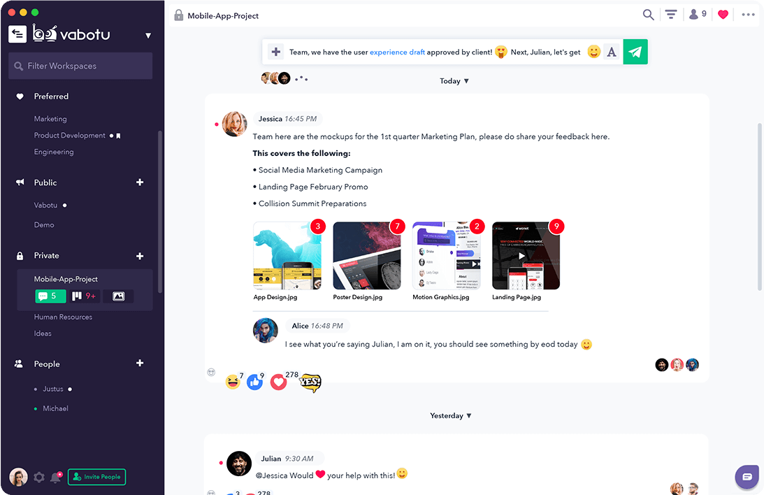 New: In-Messaging My Tasks and Shared Files › Heycollab