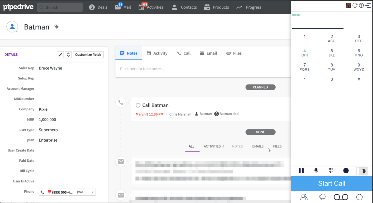 Pipedrive CRM Phone Service