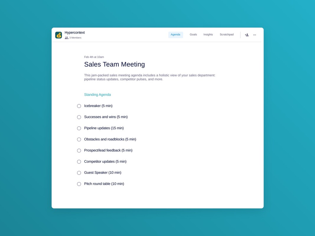 Sales team meeting template (8 topics and ideas) | Spinach