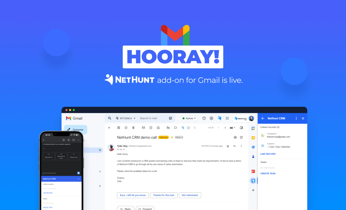 NetHunt CRM launches Add-On for Gmail
