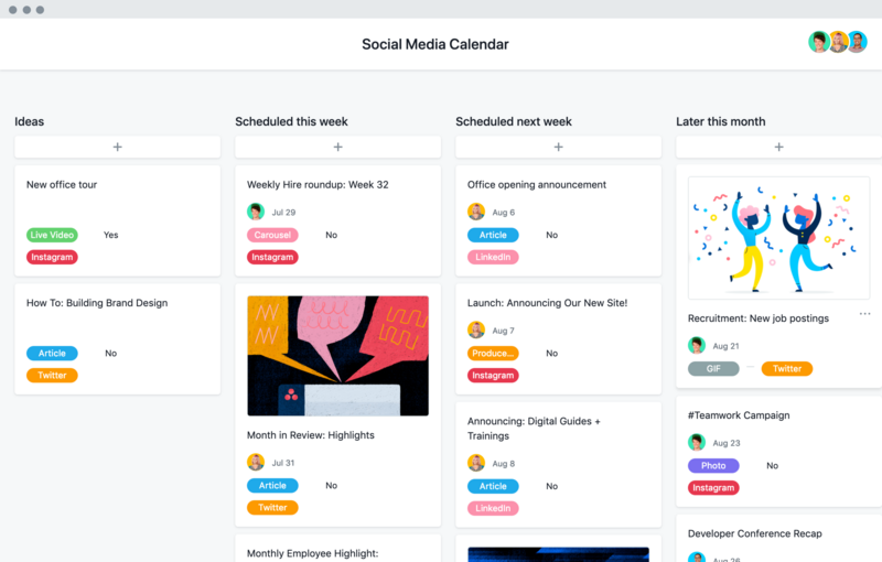 Social media calendar template