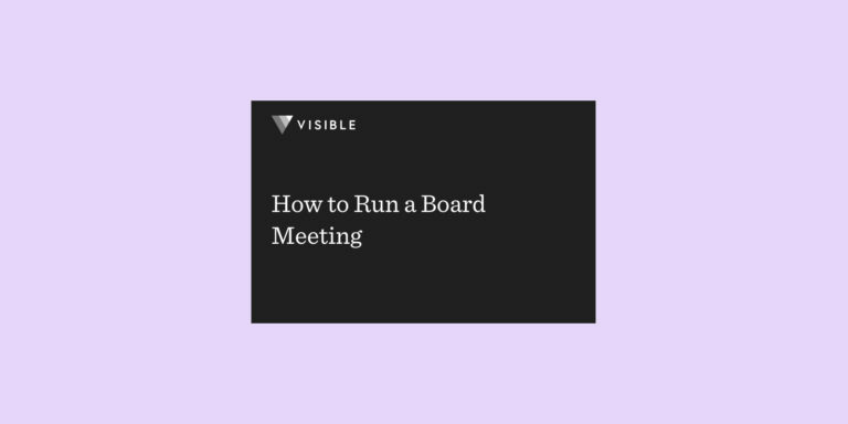How to Run a Board Meeting