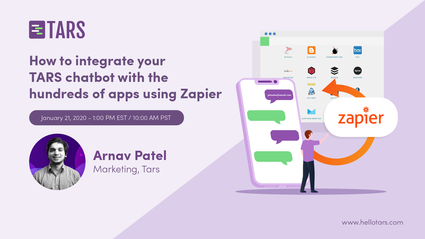 How to integrate your TARS chatbot with the hundreds of apps using Zapier I TARS Webinar