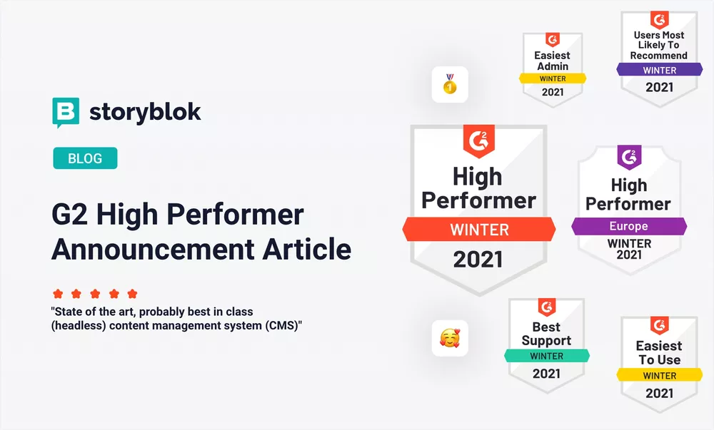 Storyblok recognized as High Performer in Headless & Web CMS