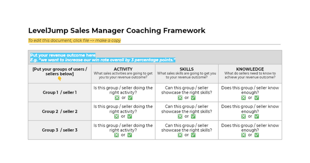 LevelJump Sales Manager Coaching Framework