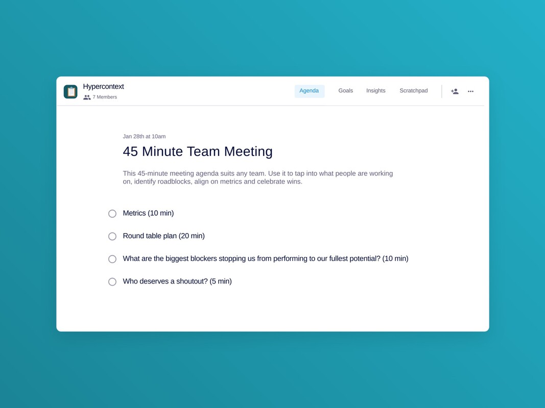 45 Minute Team Meeting Template