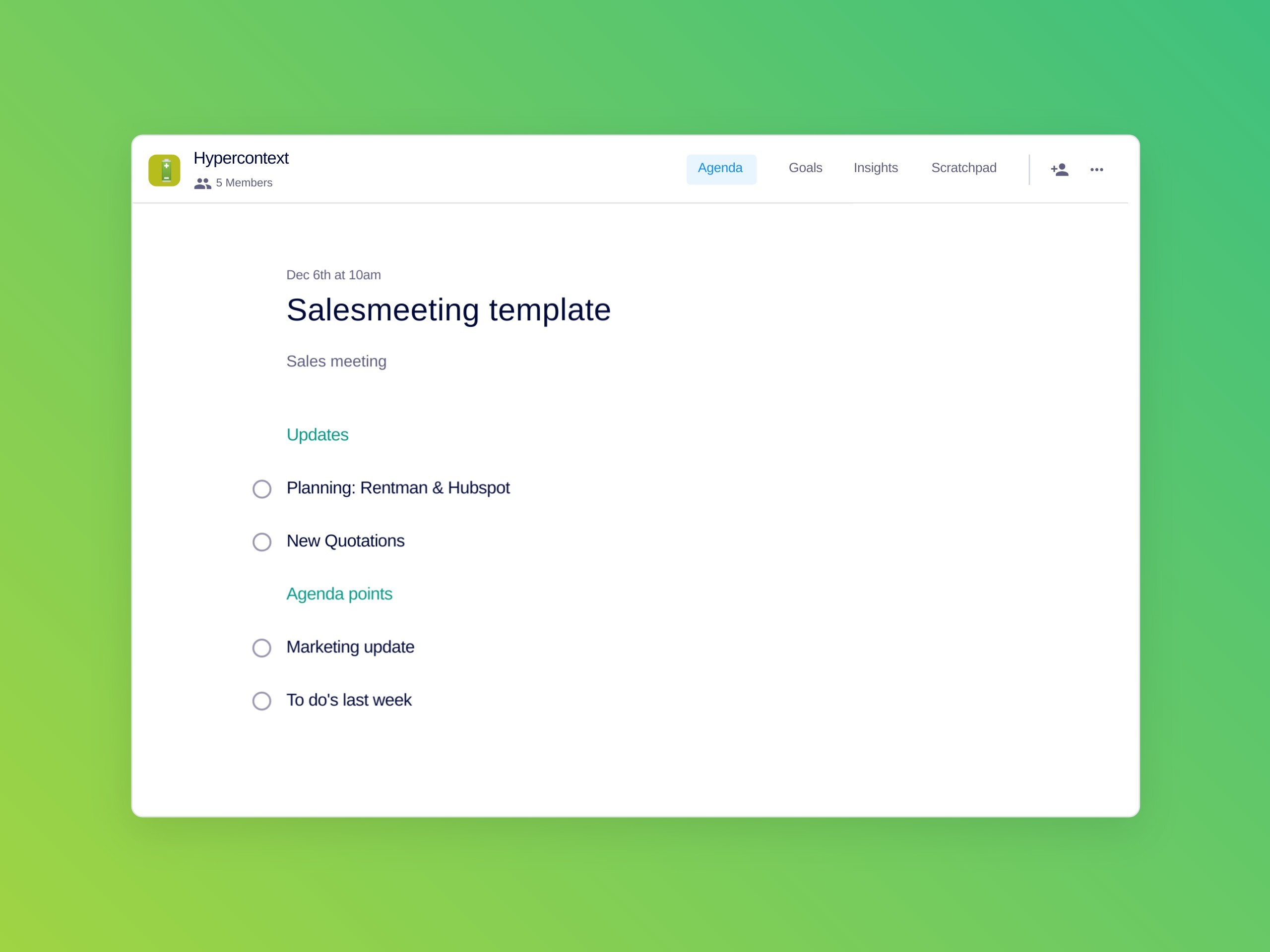 Salesmeeting template template (4 topics and ideas)
