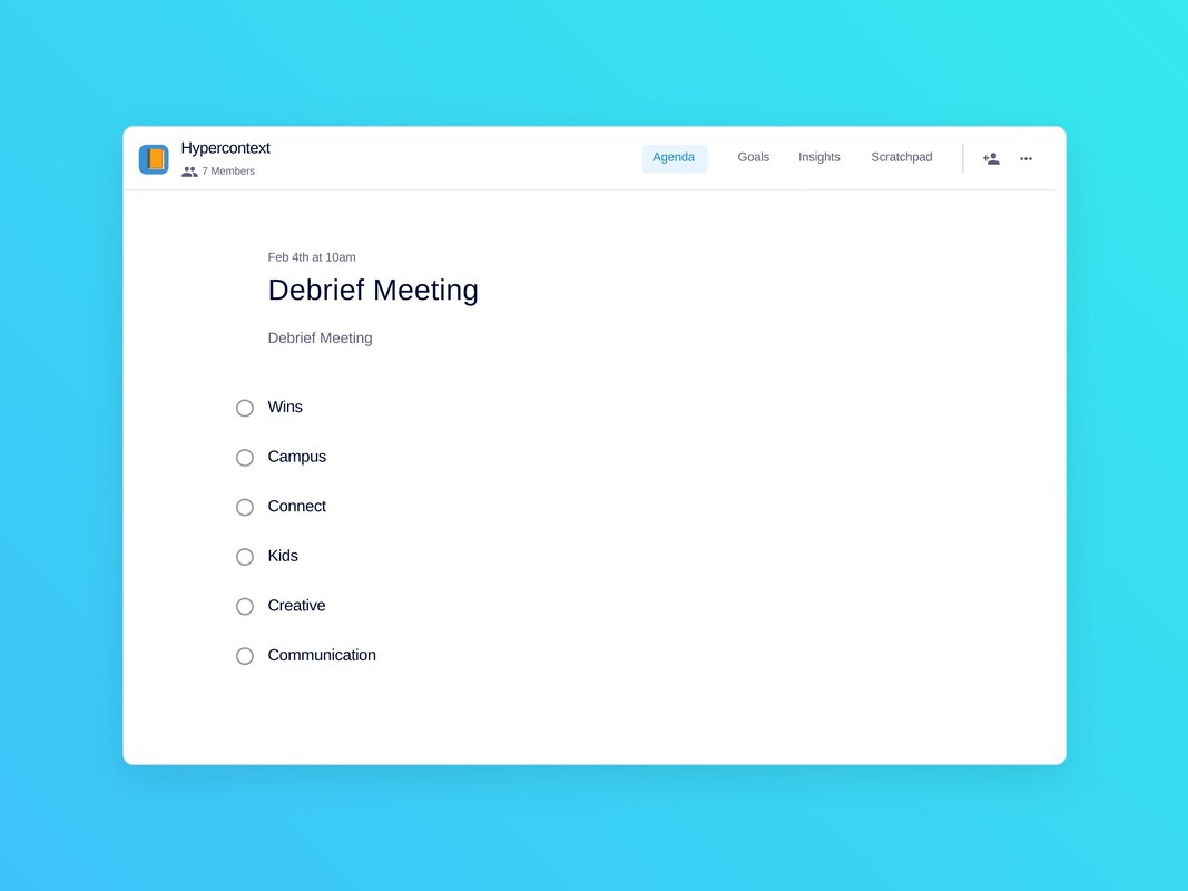 Debrief meeting template (6 topics and ideas) | Spinach