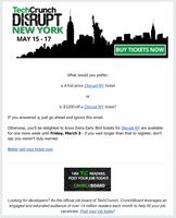 TechCrunch event marketing email - Swipe File