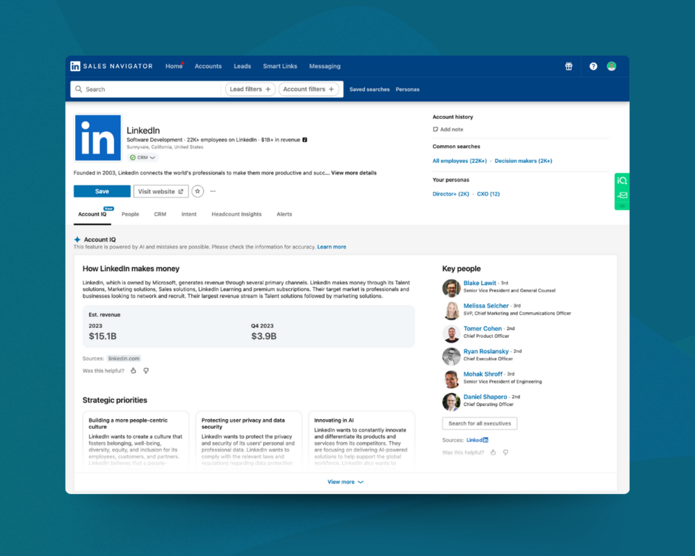 What is LinkedIn Account IQ and how can you use it for sales prospecting?