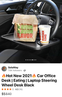 Ads for a steering wheel food/work tray - Swipe File