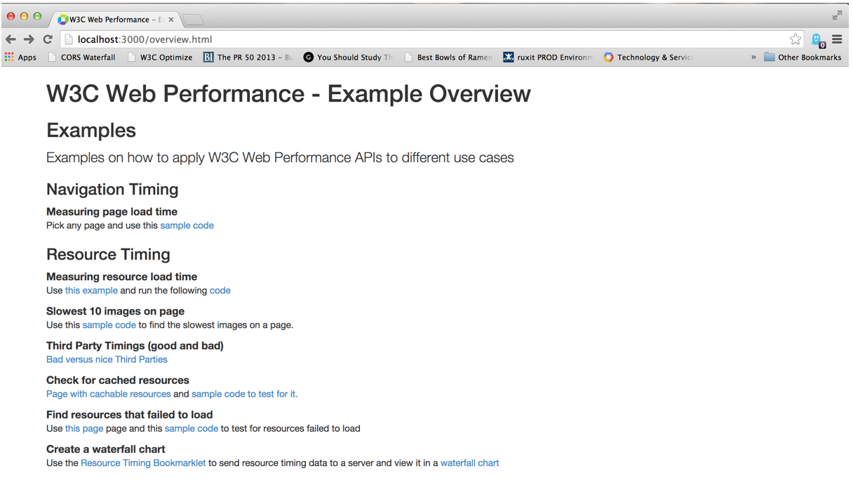 Materials for Fluent Talk about W3C Web Performance APIs