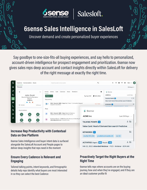 6sense Sales Intelligence in Salesloft