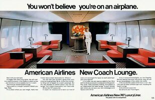 1971 American Airlines "Coach Lounge" Ad - Swipe File