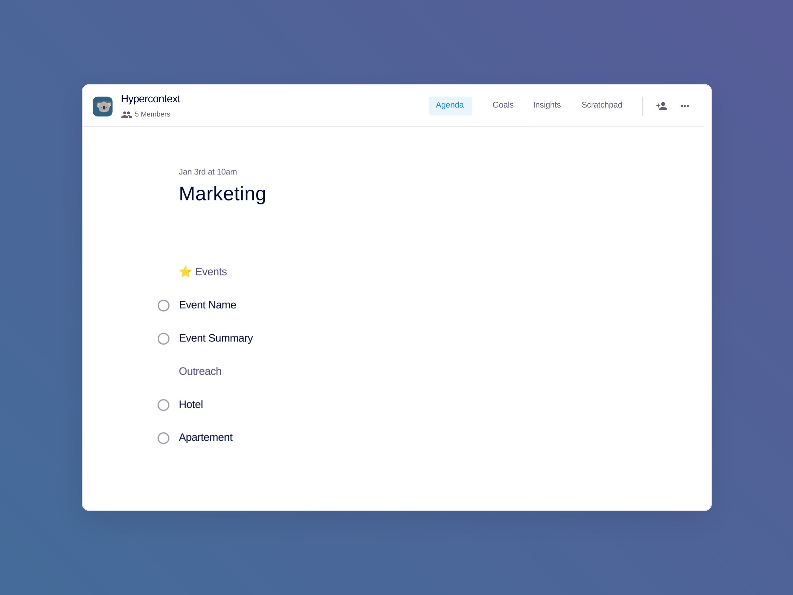Marketing template (4 topics and ideas)