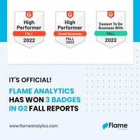 Flame Analytics has won THREE badges in the G2 Fall Reports