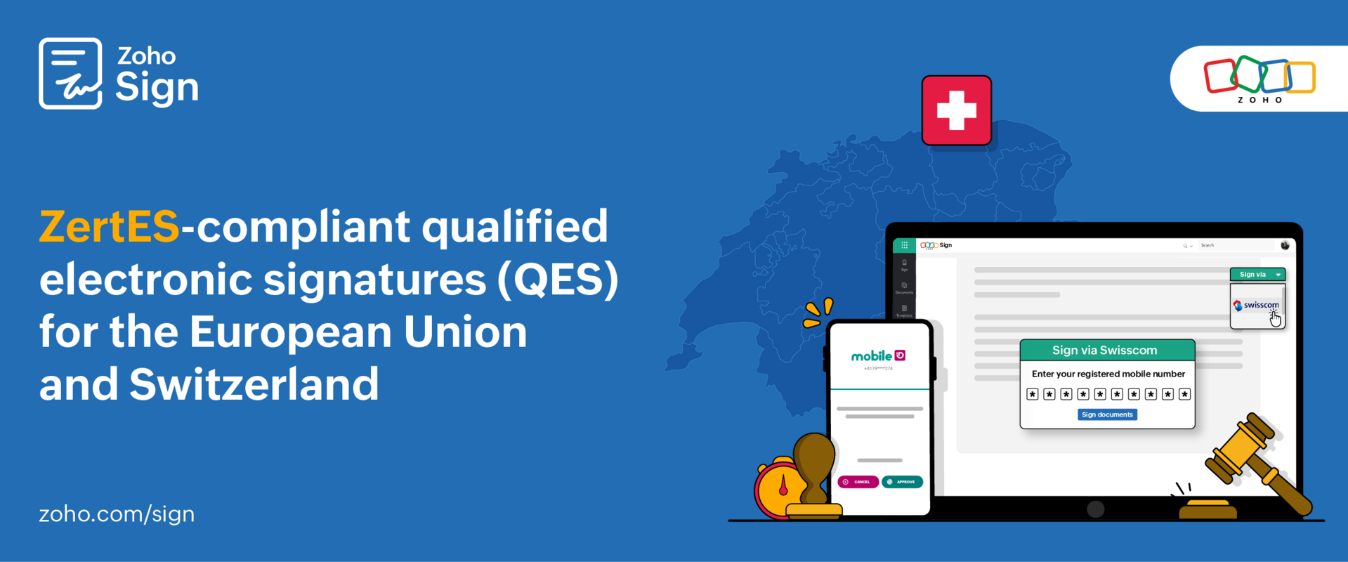 ZertES-compliant qualified electronic signatures (QES) for the European Union and Switzerland