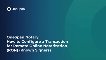 OneSpan Notary: How to Configure a RON Transaction