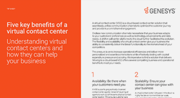 Five key benefits of a virtual contact center