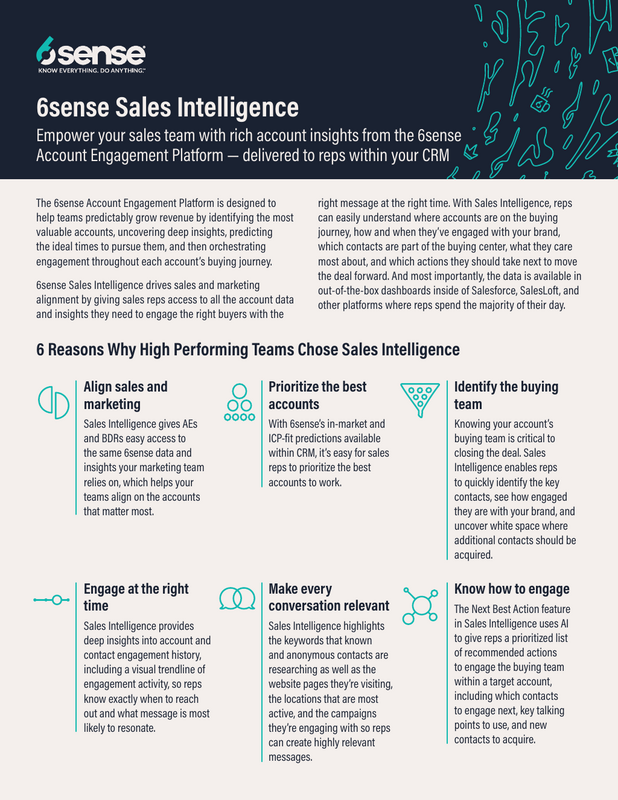 6sense Sales Intelligence One Pager