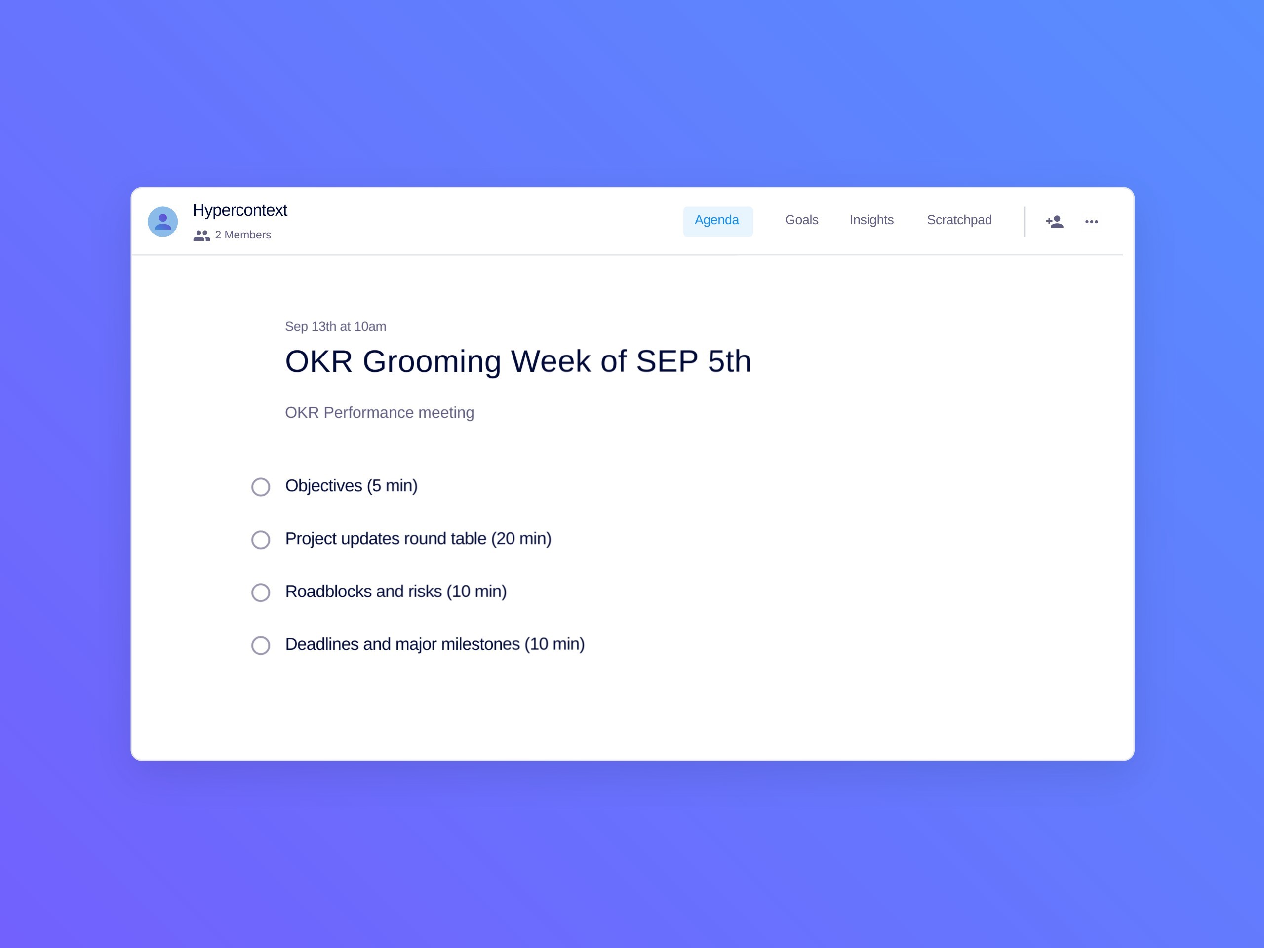 Okr grooming week of sep 5th template (4 topics and ideas)