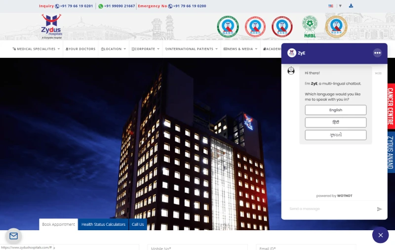 Zydus Hospitals experiences a 6X surge in appointments in just 24 months with WotNot