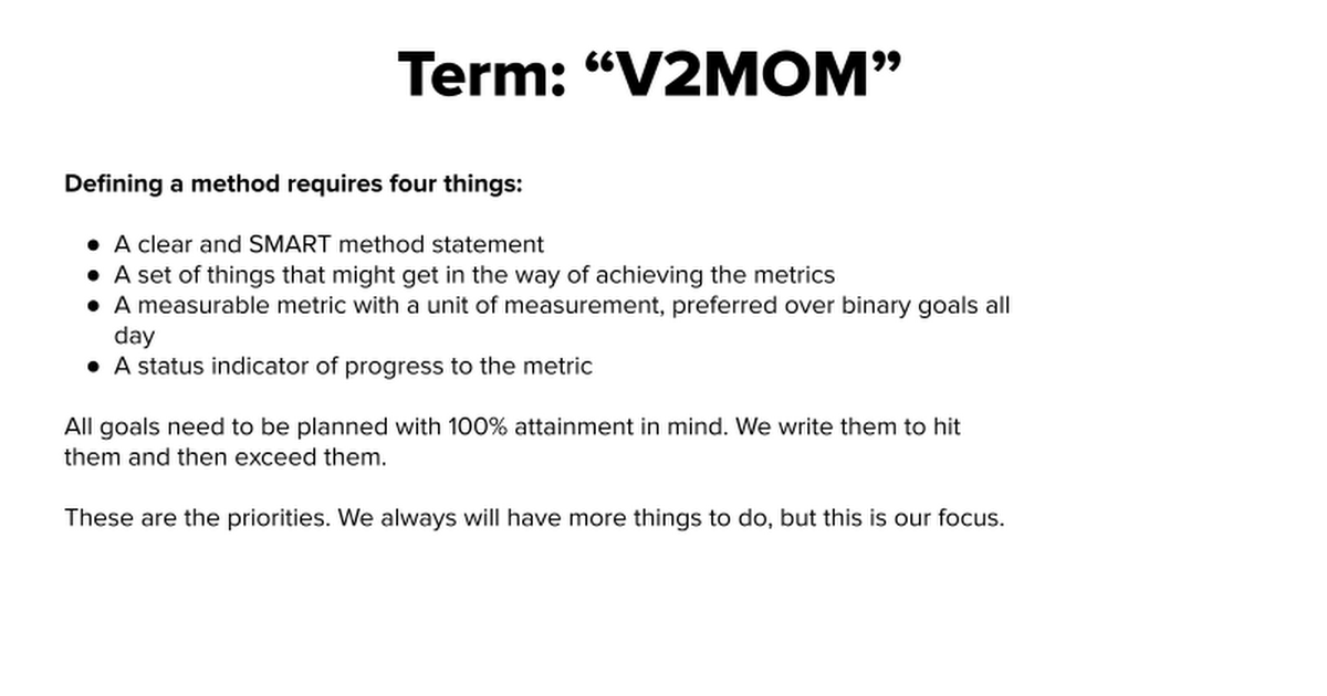 V2MOM and Goal Templates