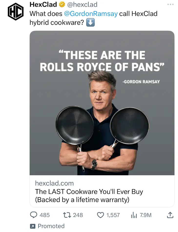 "The Rolls Royce of Pans" Twitter Ad