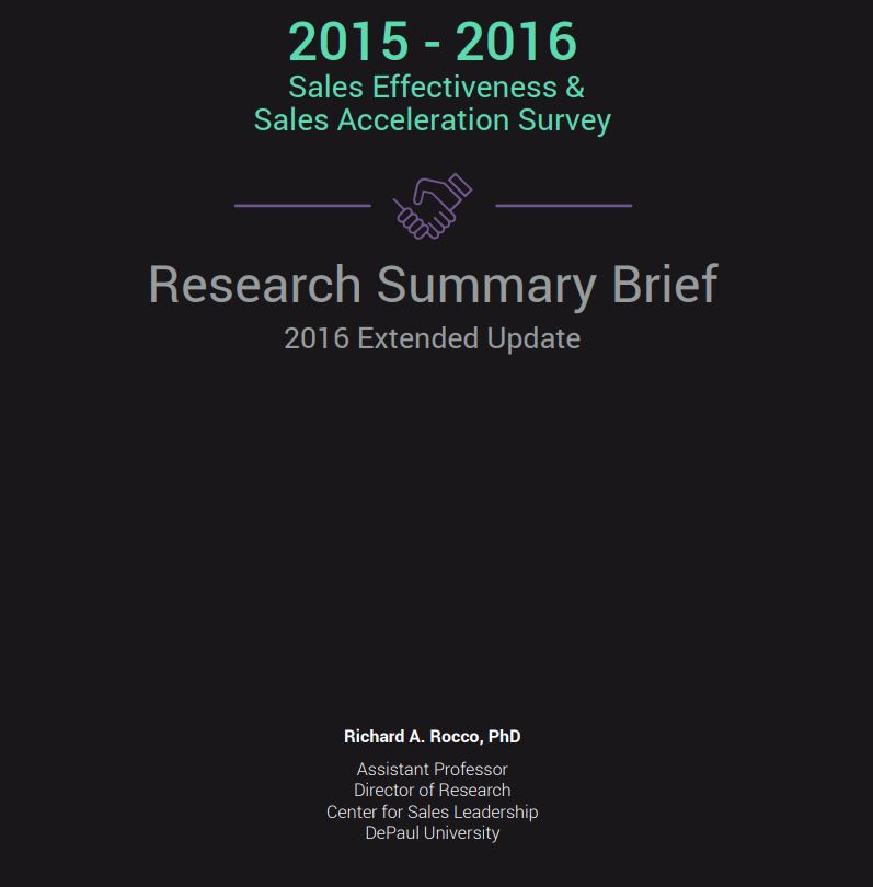 2016 Sales Effectiveness & Sales Acceleration