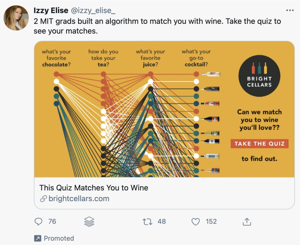 Great sponsored ad by a wine company on Twitter - Swipe File