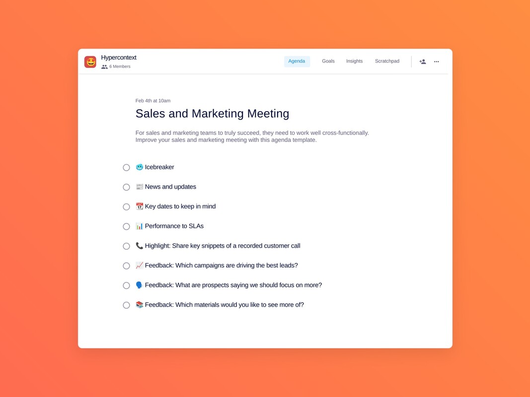 Sales and marketing meeting template (8 topics and ideas) 