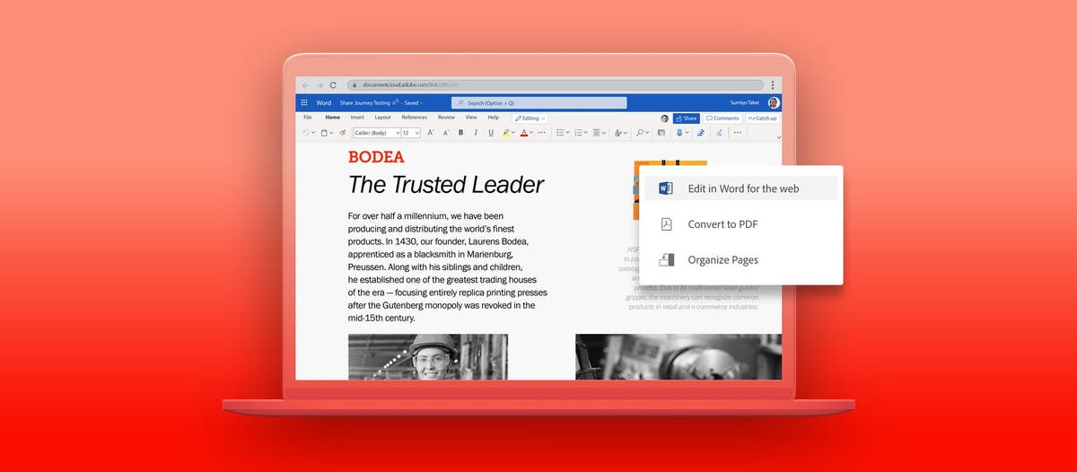 Rethink editing with Microsoft 365 in Acrobat online