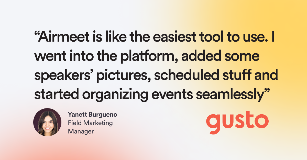 How Airmeet Powered Payroll & HR Solutions Company Gusto's 5-star rated Event