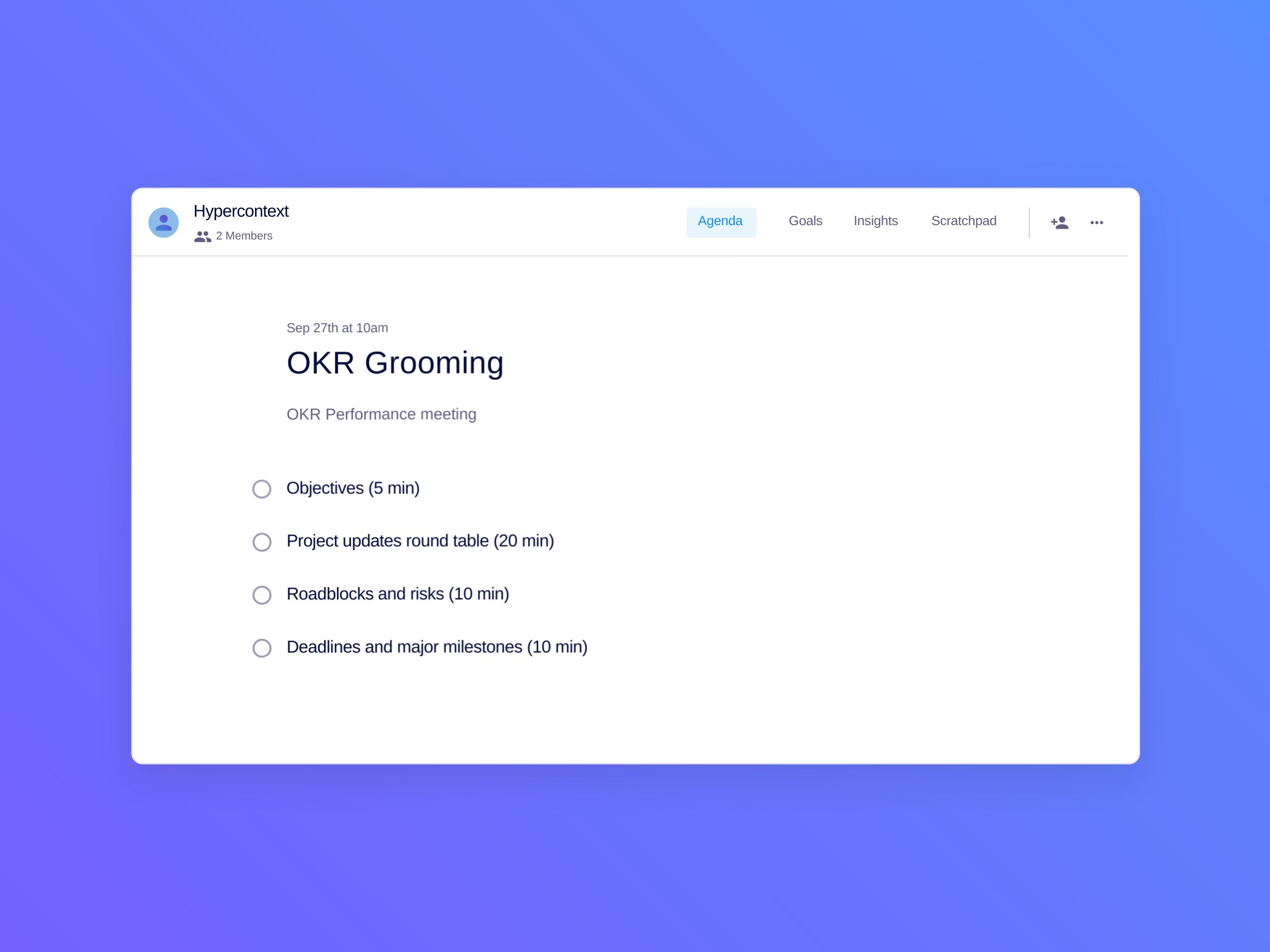 Okr grooming template (4 topics and ideas)