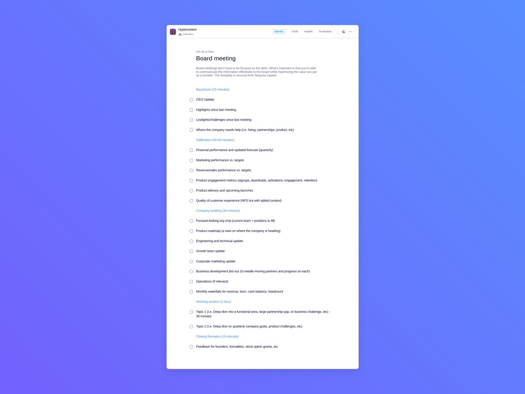 Board meeting template (21 topics and ideas) | Spinach