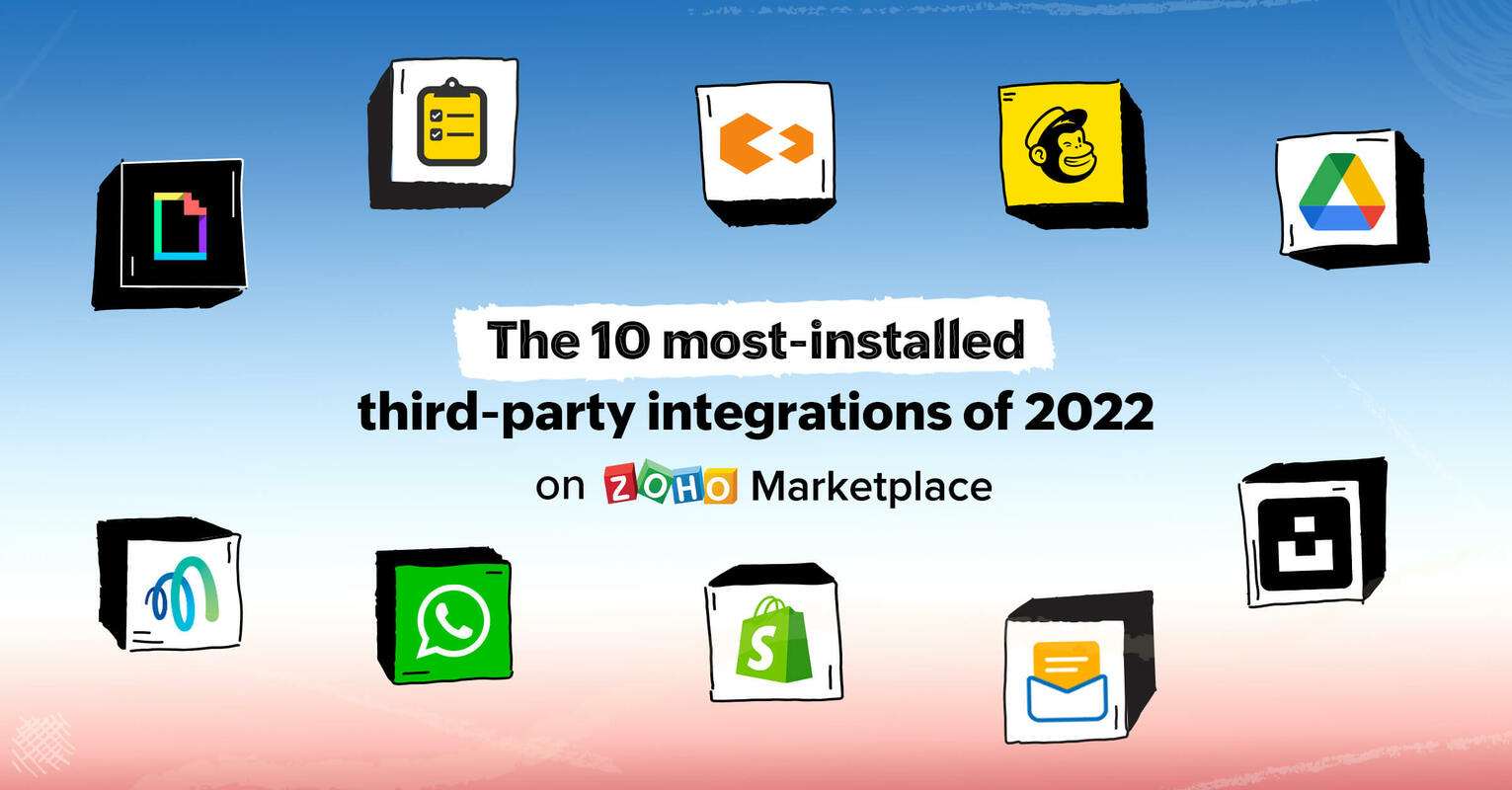 The 10 most-installed third-party integrations of 2022 on Zoho Marketplace