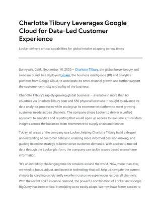 Charlotte Tilbury Leverages Google Cloud for Data-Led Customer Experience