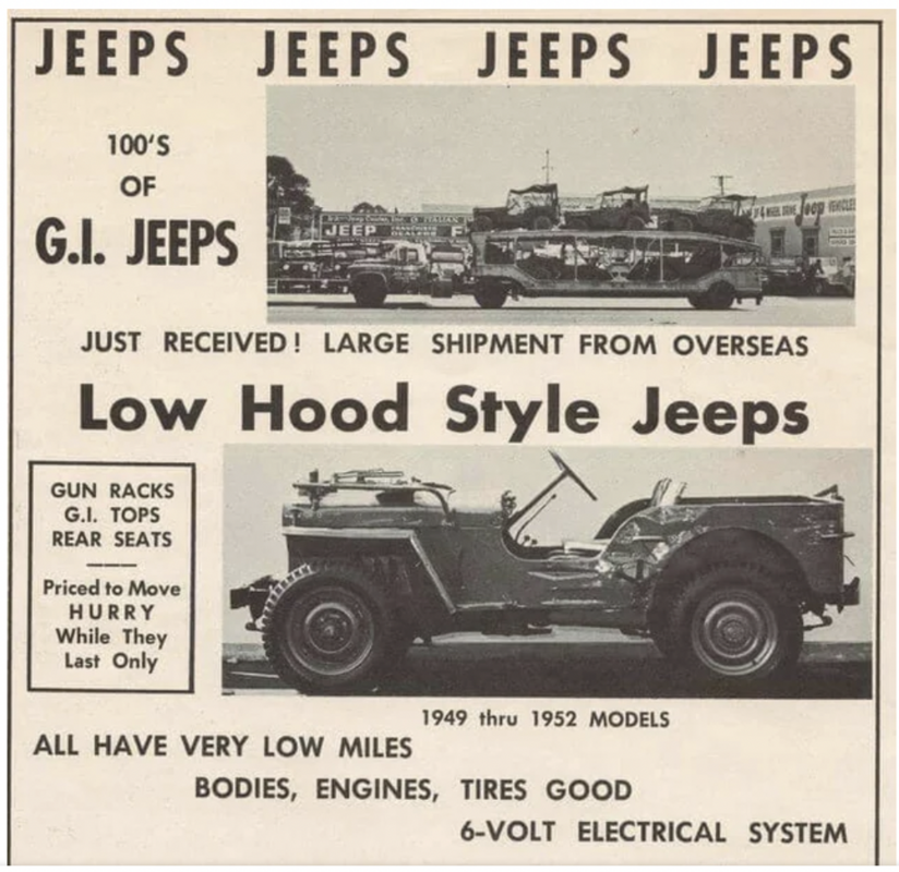 Old War Jeeps Sale Ad - Swipe File