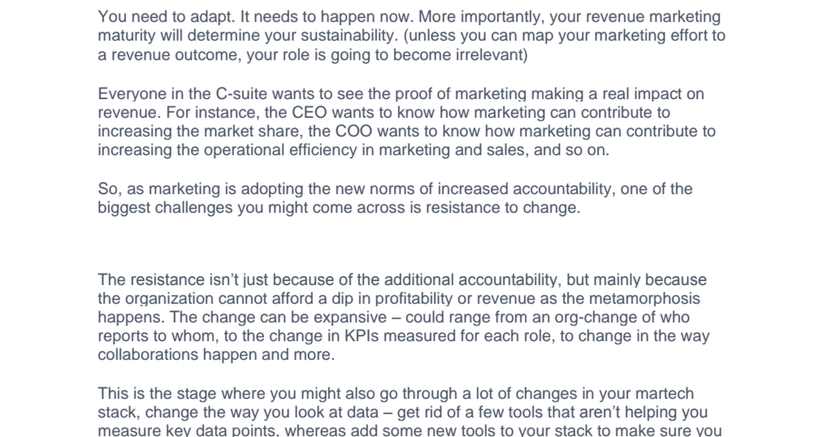 Transitioning from Traditional Marketing Frameworks to the Revenue Marketing Approach