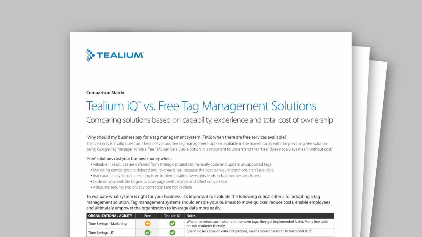 Tealium iQ vs Free TMS