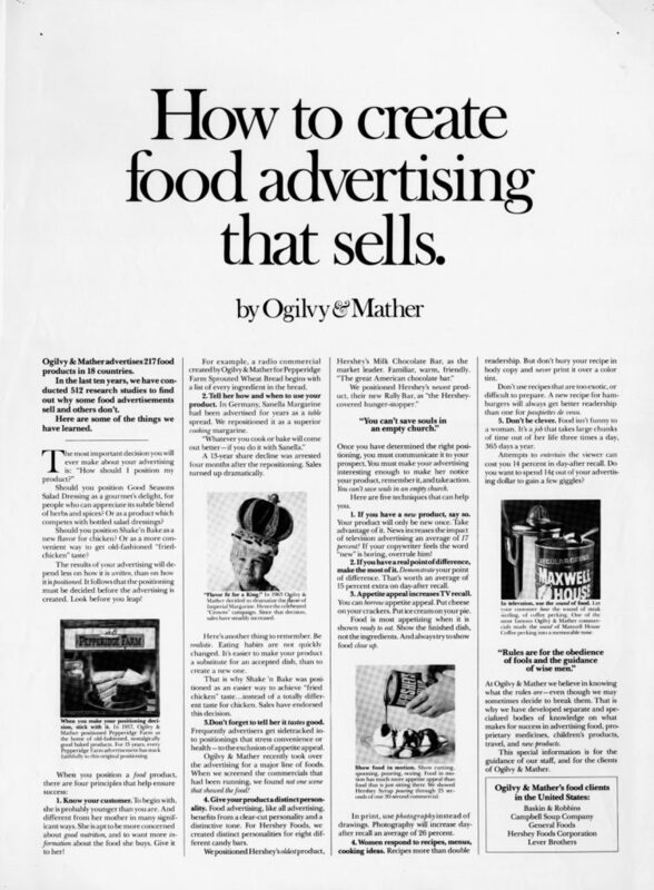 How to create food advertising that sells advertorial - Swipe File