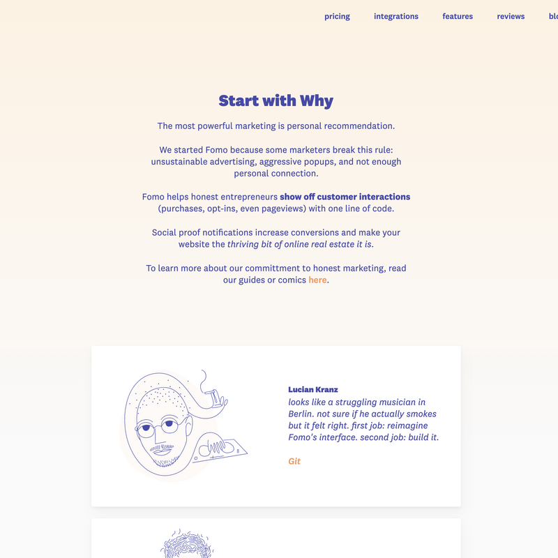 Teardown: Fomo's About Page