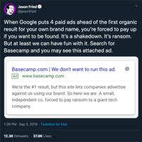 Teardown: Basecamp's Google Ad (& Tweet)