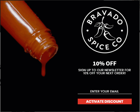 Bravado Spice's home page video pop-up - Swipe File