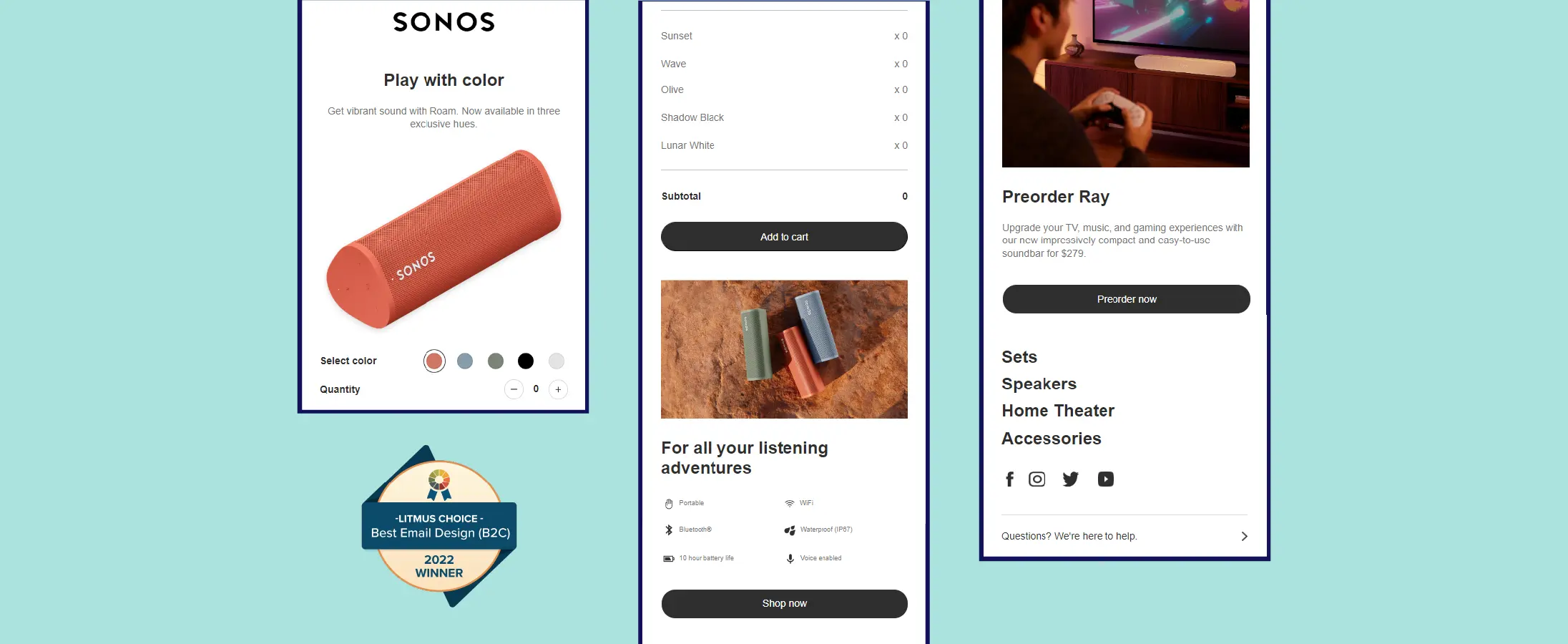 How Sonos' Roam Shoppable Email Won the Litmus Choice: Best Email Design (B2C) Award