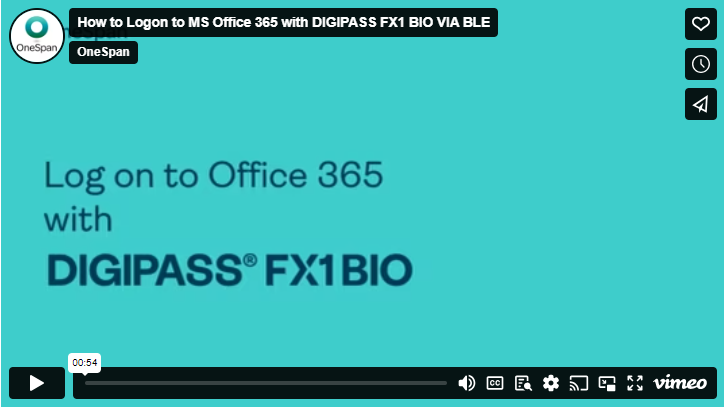 How to logon to MS Office 365 with DIGIPASS FX1 BIO via BLE