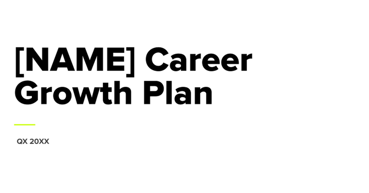 Career Growth Plan Template