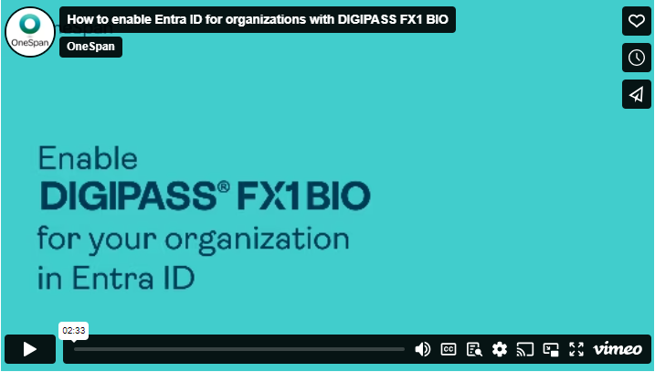 How to enable Entra ID for organizations with DIGIPASS® FX1 BIO