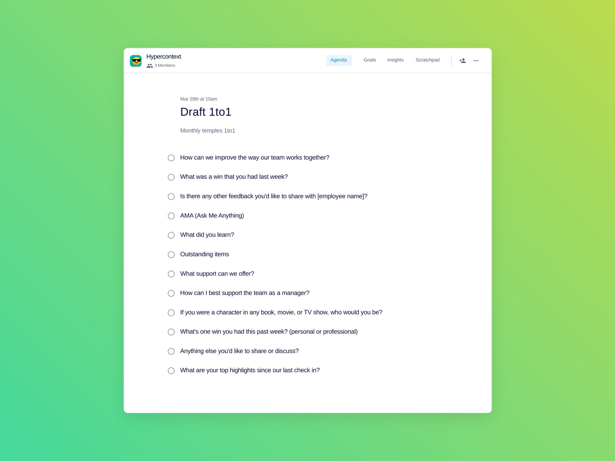 Draft 1to1 template (12 topics and ideas)