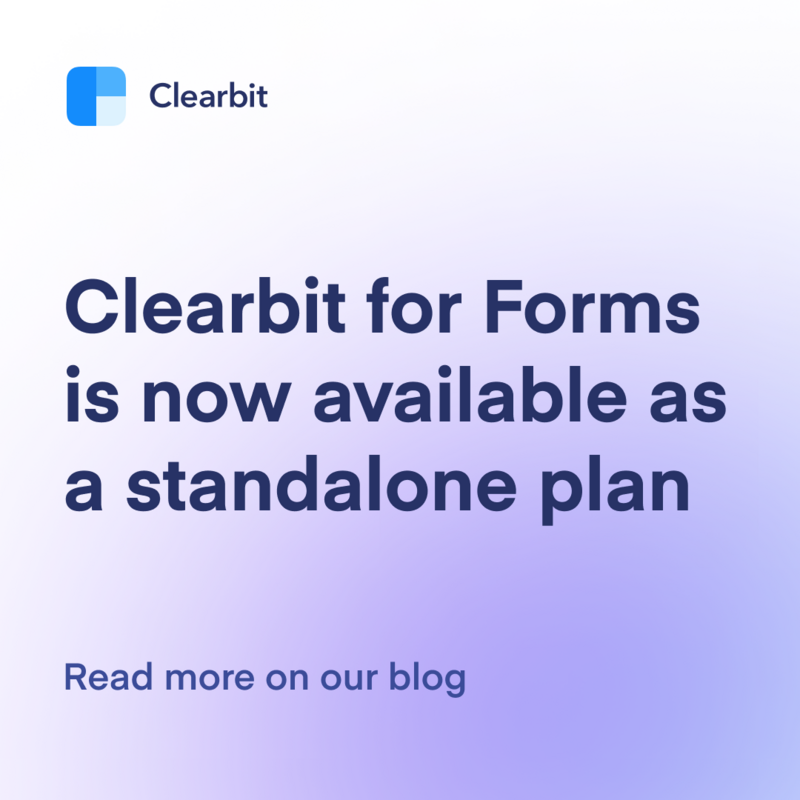Clearbit for Forms is now available as a standalone plan